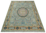 Rust and Blue Hand Knotted traditional Antique look Turkish Mamluk Living Room Multi Size wool Area Rug