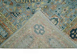 Rust and Blue Hand Knotted traditional Antique look Turkish Mamluk Living Room Multi Size wool Area Rug
