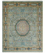 Rust and Blue Hand Knotted traditional Antique look Turkish Mamluk Living Room Multi Size wool Area Rug