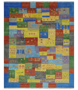 Hand knotted Traditional Multi color Antique Tribal Style Gabbeh Design Wool Area Rug