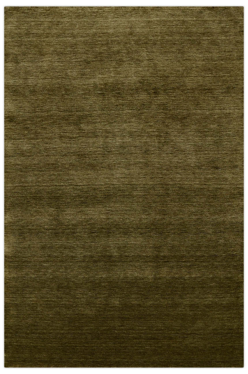 Hand Loomed Modern Green Solid Wool Area Rug