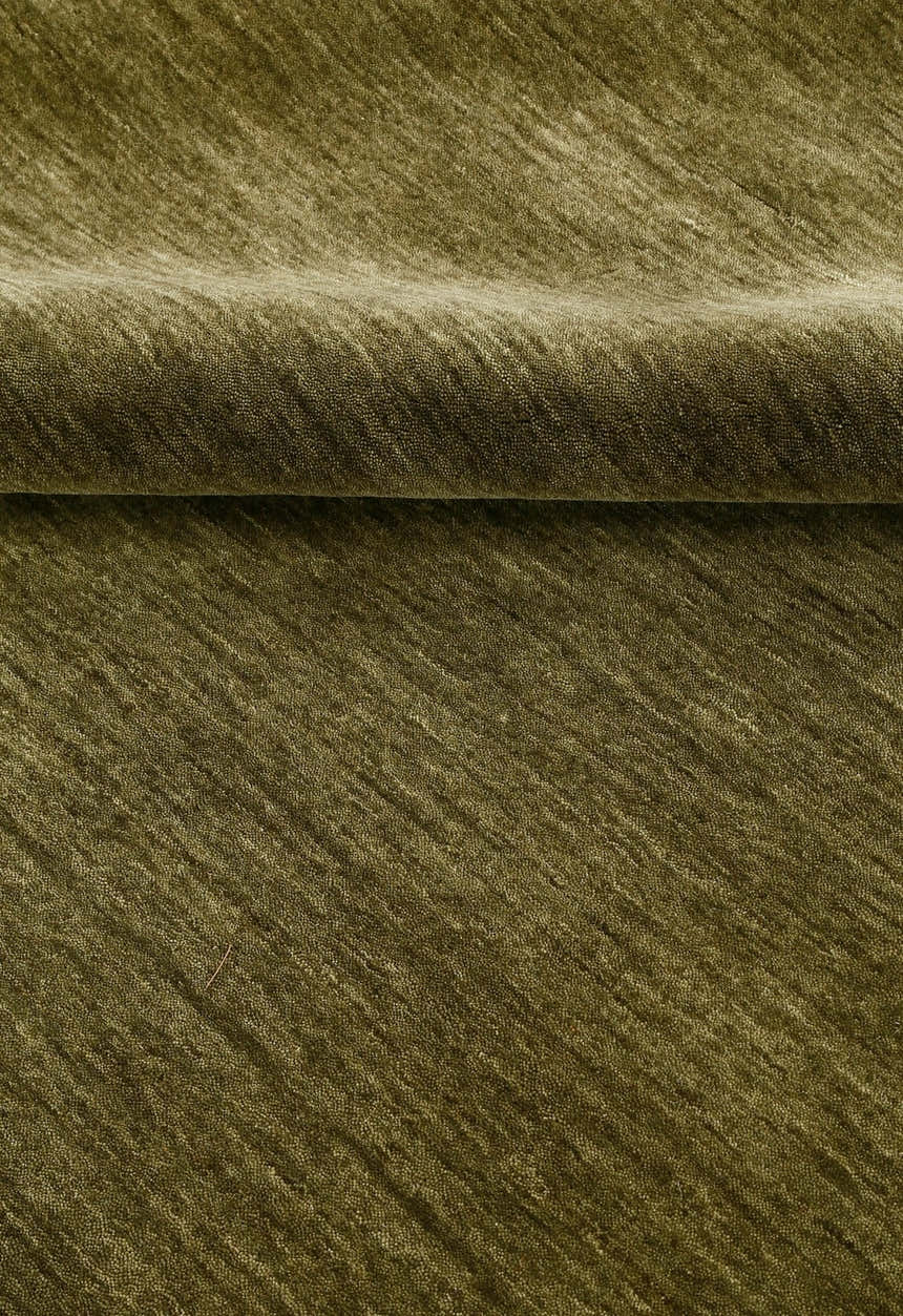Hand Loomed Modern Green Solid Wool Area Rug