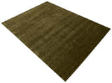 Hand Loomed Modern Green Solid Wool Area Rug