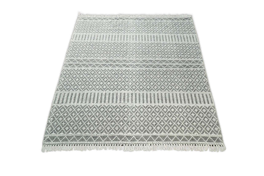 Modern Contemporary Hand Woven Black and White Wool Area Rug