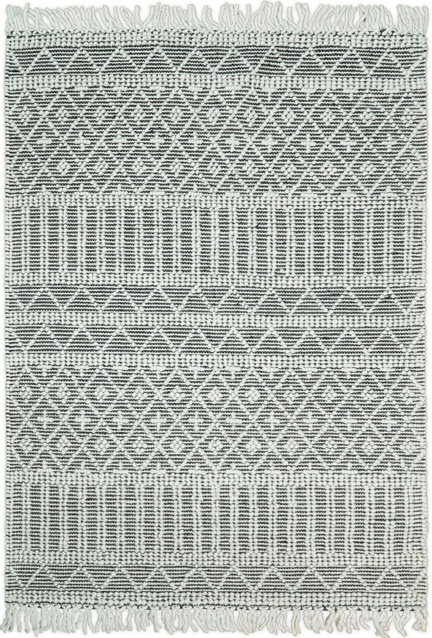 Modern Contemporary Hand Woven Black and White Wool Area Rug