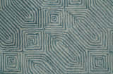 Modern Contemporary Style Teal and Ivory Hand Tufted Wool Area Rug