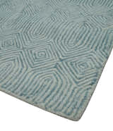 Modern Contemporary Style Teal and Ivory Hand Tufted Wool Area Rug