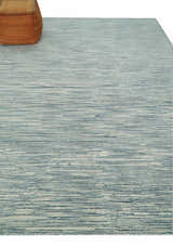 Hand Tufted Woolen Modern White and Blue Custom Made Area Rug
