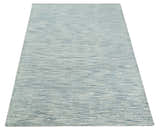 Hand Tufted Woolen Modern White and Blue Custom Made Area Rug
