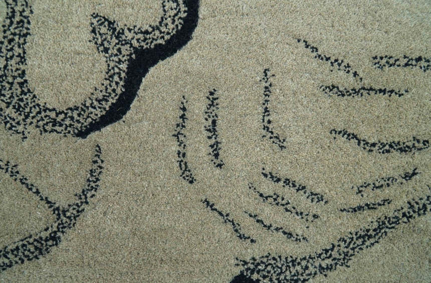Hand Tufted 2x3 Animal Beige Elephant Wool Area Rug