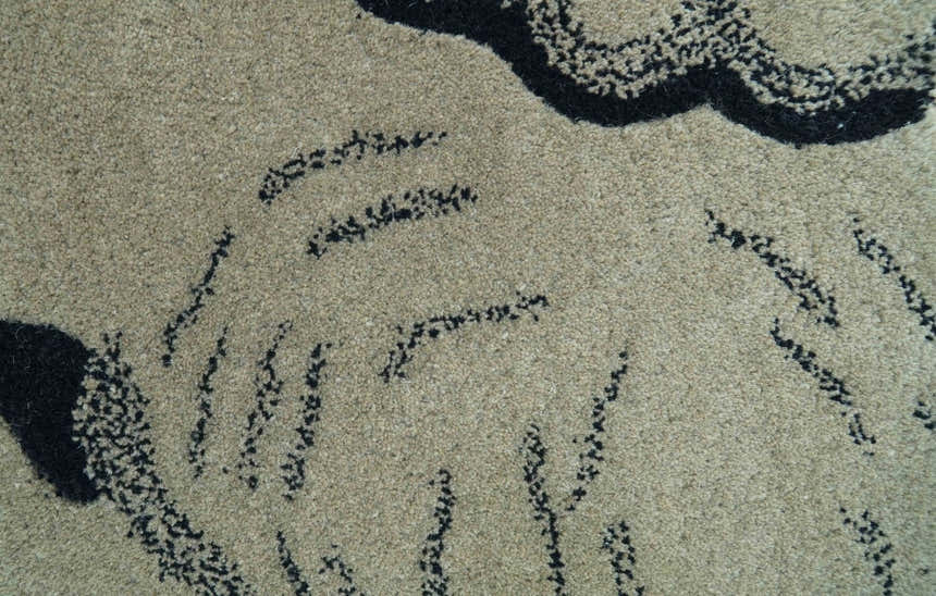 Hand Tufted 2x3 Animal Beige Elephant Wool Area Rug
