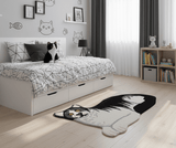 Hand Tufted 2x3 Animal Black And White Cat Wool Area Rug