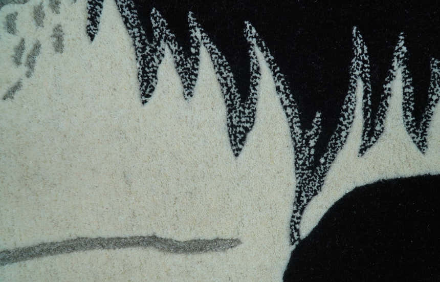 Hand Tufted 2x3 Animal Black And White Cat Wool Area Rug
