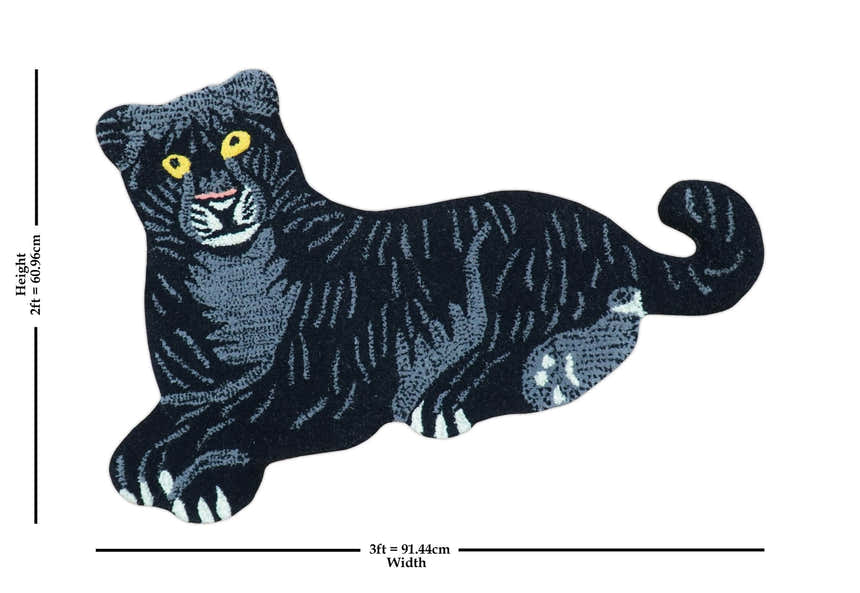 Hand Tufted 2x3 Animal Black Panther Wool Area Rug