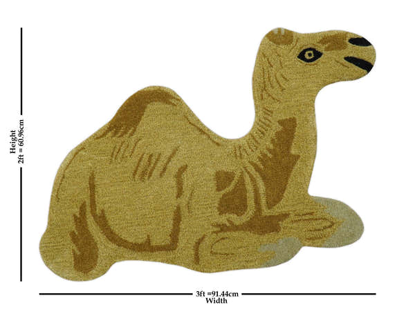 Hand Tufted 2x3 Animal Camel Wool Area Rug
