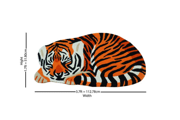 Hand Tufted 2x3 Animal Rust Baby Tiger Wool Area Rug
