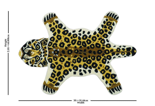 Hand Tufted 2x3 Gold Animal Leopard Wool Area Rug