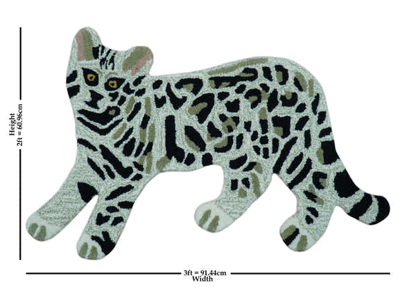 Hand Tufted Animal Cat White And Black 2x3 Wool Area Rug