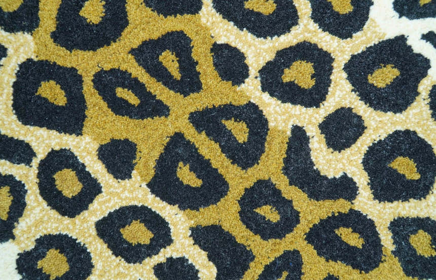 Hand Tufted Animal Leopard Gold And Black 3x5 Wool Area Rug