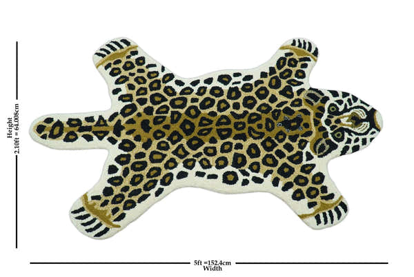 Hand Tufted Animal Leopard Gold And Black 3x5 Wool Area Rug