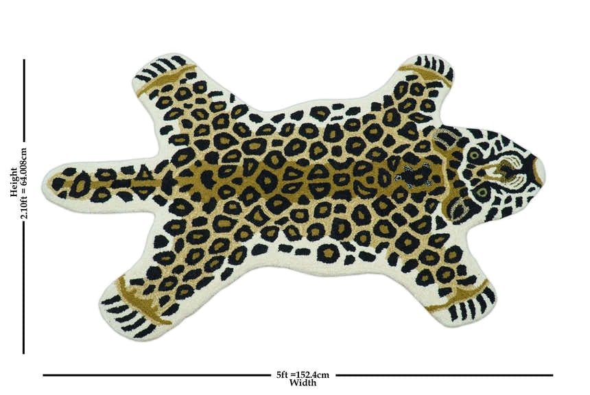 Hand Tufted Animal Leopard Gold And Black 3x5 Wool Area Rug