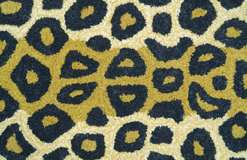 Hand Tufted Animal Leopard Gold And Black 3x5 Wool Area Rug
