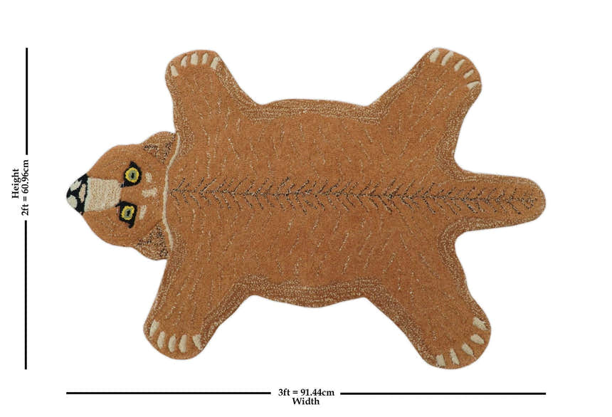 Hand Tufted Animal Lion Brown 2x3 Wool Area Rug