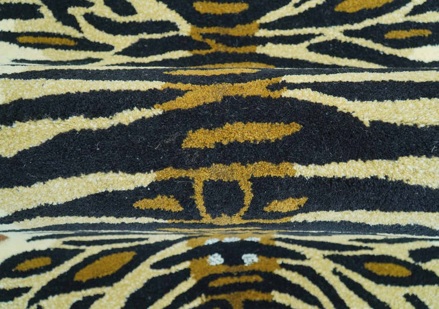 Hand Tufted Animal Tiger Black 3x5 Wool Area Rug