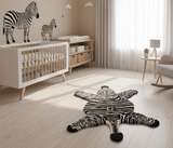 Hand Tufted Animal Zebra Black 3x5 Wool Area Rug