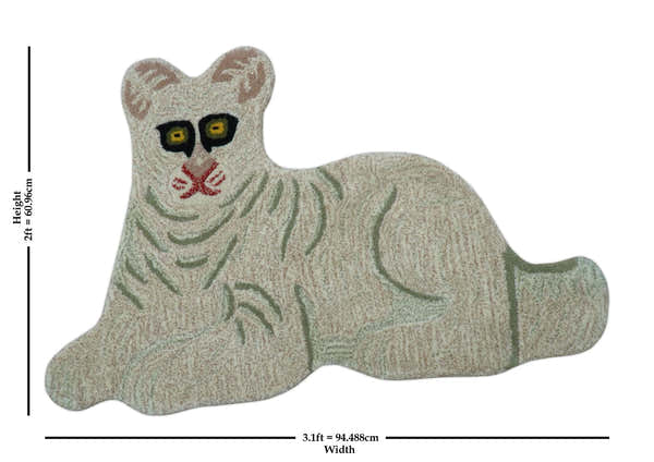 Hand Tufted Beige Animal Tiger 2x3 Wool Area Rug