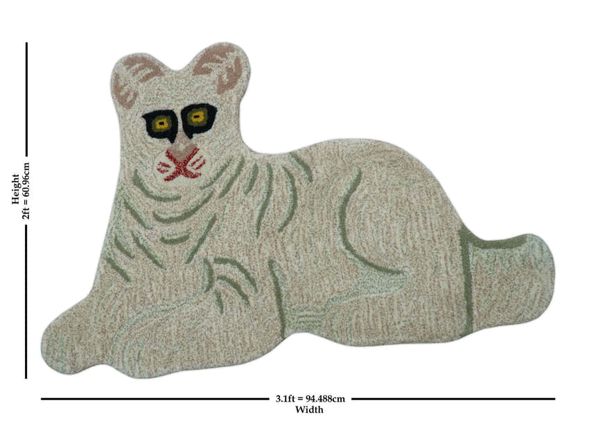 Hand Tufted Beige Animal Tiger 2x3 Wool Area Rug