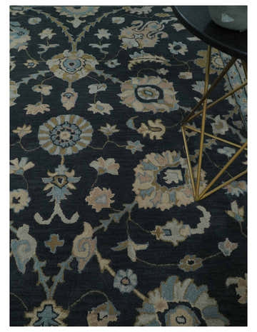 Hand Tufted Black and Silver Modern Turkish Oushak Multi size wool Area Rug, Kids, Living Room and Bedroom Rug