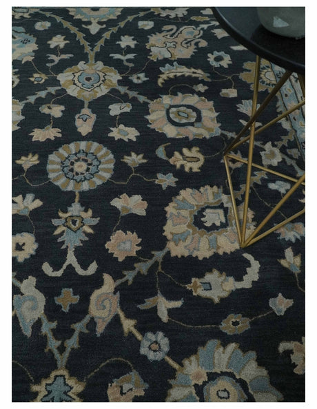 Hand Tufted Black and Silver Modern Turkish Oushak Multi size wool Area Rug, Kids, Living Room and Bedroom Rug