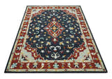 Hand Tufted Black, Rust and Beige Persian Style Wool Area Rug
