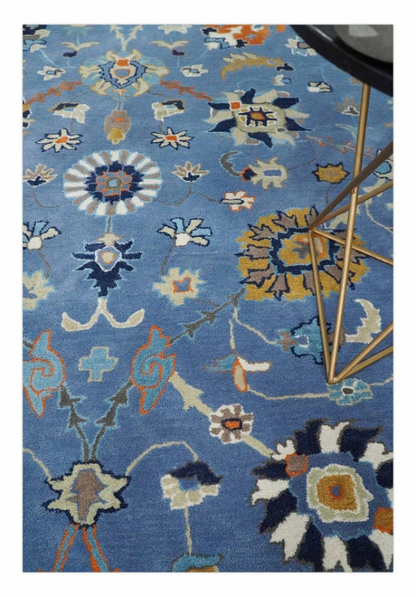 Hand Tufted Blue and Beige Modern Colorful Oushak Multi Size Rug, Kids, Living Room and Bedroom Rug