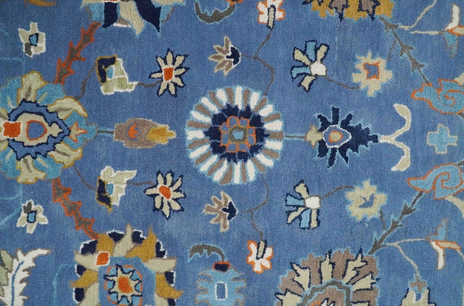 Hand Tufted Blue and Beige Modern Colorful Oushak Multi Size Rug, Kids, Living Room and Bedroom Rug