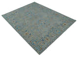 Hand Tufted Gray, Beige and Accent Blue Multi Size 8x10 Traditional Herati Design Wool Rug