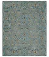 Hand Tufted Gray, Beige and Accent Blue Multi Size 8x10 Traditional Herati Design Wool Rug