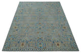 Hand Tufted Gray, Beige and Accent Blue Multi Size 8x10 Traditional Herati Design Wool Rug