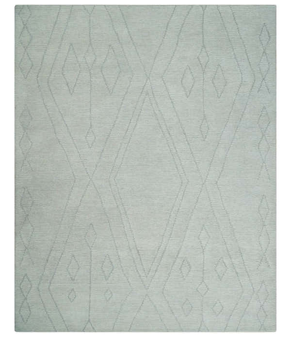Hand Tufted Ivory Traditional Geometrical Moroccan Design Custom Made Rug