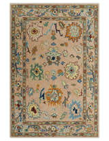 Hand Tufted Pink Peach and Gold Modern Colorful Oushak Rug, Kids, Living Room and Bedroom Rug | TRD6461