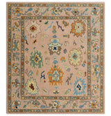 Hand Tufted Pink Peach and Gold Modern Colorful Oushak Rug, Kids, Living Room and Bedroom Rug | TRD6461