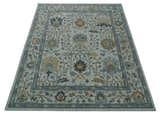 Hand Tufted Silver and Blue Donegal Oushak Rug, Multi Size Living Room and Bedroom Rug