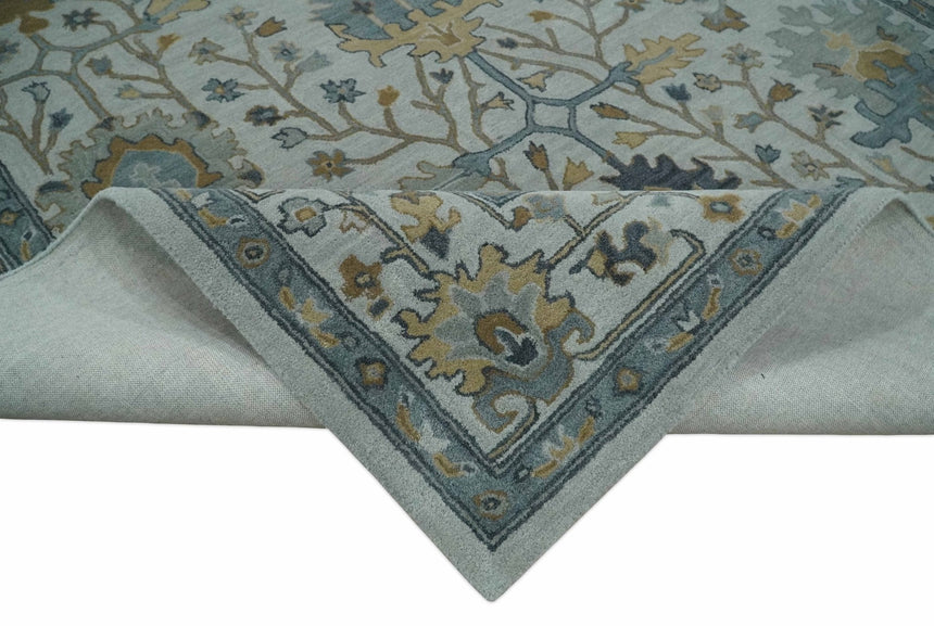 Hand Tufted Silver and Blue Donegal Oushak Rug, Multi Size Living Room and Bedroom Rug