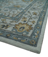 Hand Tufted Silver and Blue Donegal Oushak Rug, Multi Size Living Room and Bedroom Rug