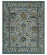 Hand Tufted Silver and Blue Donegal Oushak Rug, Multi Size Living Room and Bedroom Rug