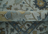 Hand Tufted Silver and Blue Donegal Oushak Rug, Multi Size Living Room and Bedroom Rug