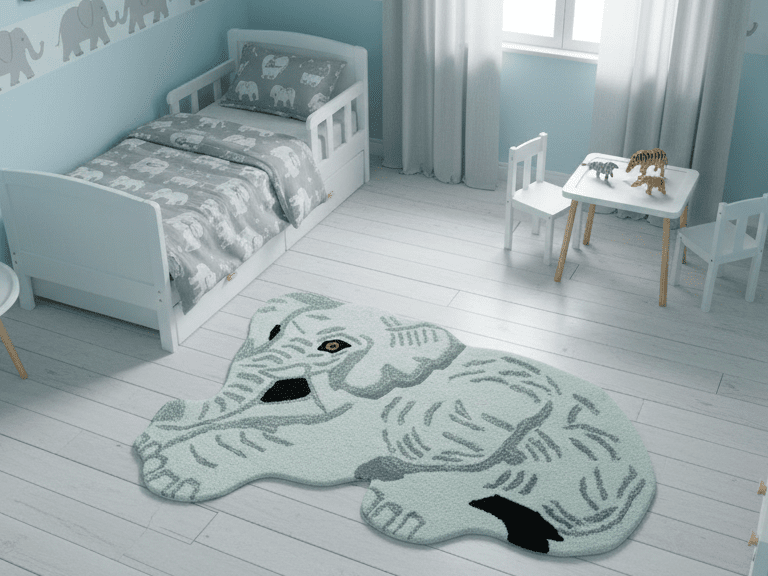 Hand Tufted White Animal Elephant 2x3 Wool Area Rug