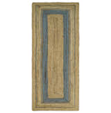 Hand Woven Natural Fiber Blue and Brown Natural Jute Rug