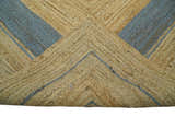 Hand Woven Natural Fiber Blue and Brown Natural Jute Rug
